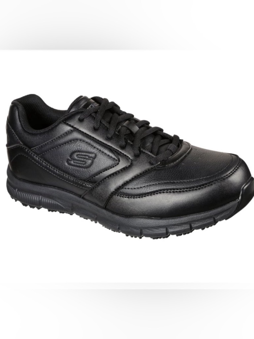 NWT Mens Black Slip Resistant Memory Foam Wide Fit Nampa Lace Up Work Shoes  12